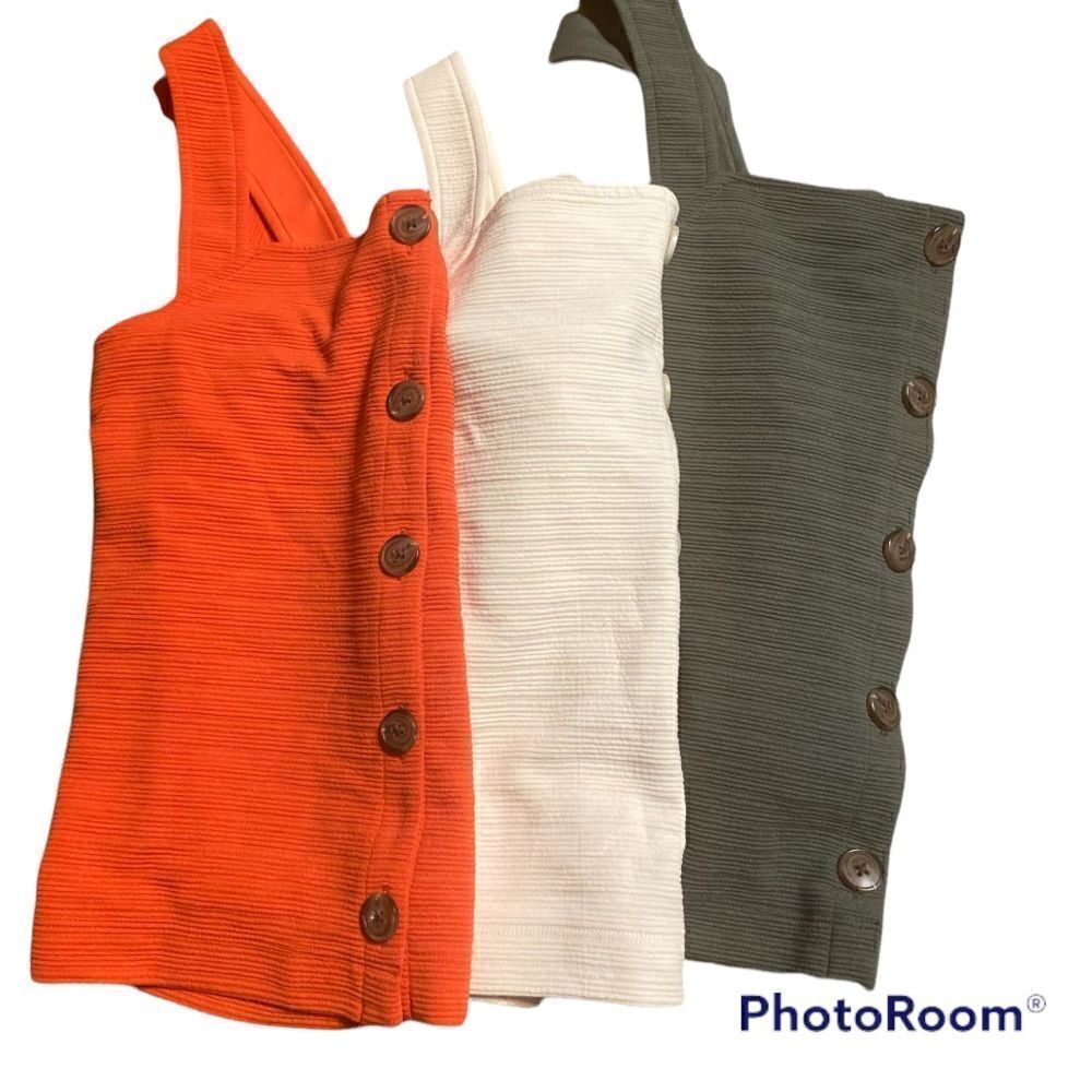 NWT Lot Of 3 J Crew Textured Button Front Tank Tops Size Small S